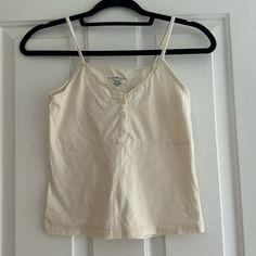 Cream Tank With Buttons, Brand New Condition Brandy Melville Shirts & Tops, Casual Cream Camisole For Spring, Casual Cream Cami Tank Top, Casual Cream Tank Top For Everyday, Casual Cream Cami Top, Beige Cotton Camisole For Day Out, Old Brandy Melville, Brandy Clothes, Brandy Top