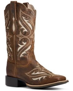 Cowgirl Boots Square Toe, Flower Boots, Womens Cowgirl Boots, Waterproof Snow Boots, Boots Square Toe, Waterproof Winter Boots, Western Boot, Wide Boots, Comfy Fashion