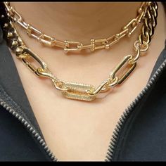 Nwt Gorgeous Necklace Resembling The Famous Tiffany And Co Style Tiifany And Company Necklace, Trendy Formal Jewelry With Chunky Chain, Tiffany Jewelry Necklace, Tiffany Gold, Tiffany And Co Necklace, Tiffany Necklace, Tiffany Jewelry, Gold Jewelry Necklace, Tiffany And Co