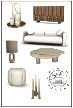 an image of living room furniture set up in white and brown colors with text overlay