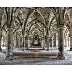 the inside of an old building with columns and arches framed print by panoramic images