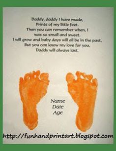 two orange footprints with the words daddy and daughter written on them in white paper next to each other