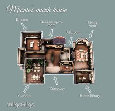 an overhead view of a house with all the rooms labeled in english and spanish language