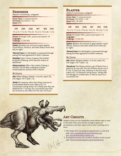 an info sheet with some type of information about the animals and their names on it