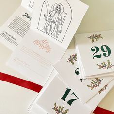 some cards with numbers and pictures on them