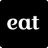 the word eat written in white on a black background