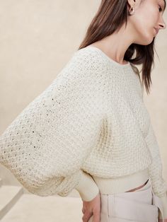 Meredith Cotton Boat-Neck Sweater | Banana Republic Dolman Sleeve Sweater, Organic Cotton Yarn, Boatneck Sweater, Dolman Sleeve, Hip Length, Boat Neck, Cotton Yarn, The Earth, Capsule Wardrobe