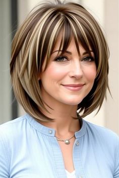 Layered Bob With Bangs Over 50, Mid Length Hair With Bangs, Chin Length Hairstyles, October Hair, Angled Hair, Sleek Short Hair, Haircuts For Medium Length Hair, Hair Specialist