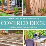 the steps to a covered deck are shown in this collage