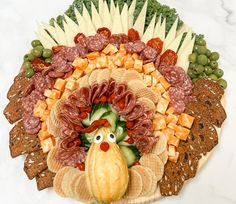 Turkey Shaped Charcuterie Board, Turkey Charcuterie Board, Turkey Charcuterie, Turkey Board, Party Food Bars, Thanksgiving Gathering, Corporate Catering, Gobble Gobble, Fruit Carving