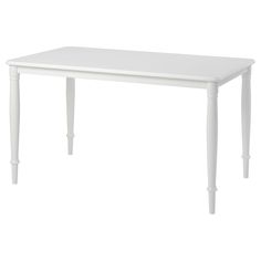 a white table with two legs and a long wooden top on an isolated white background