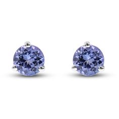 Breathtaking round natural tanzanite gemstones shimmer elegantly in the center of these glamorous women's martini stud earrings. Fashioned in 14K white gold, the earrings secure in place with friction backs. Classic Tanzanite Earrings For Anniversary, Tanzanite Earrings For Anniversary, Round Tanzanite Earrings For Anniversary, Tanzanite Earrings With Prong Setting, Tanzanite Earrings Studs, White Gold Tanzanite Earrings With Brilliant Cut, Elegant Round Tanzanite Earrings, Classic Round Tanzanite Earrings, Classic Silver Tanzanite Earrings