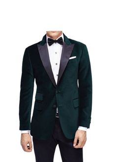 Men Tuxedo Jacket Green Velvet Blazer Black Satin Slim Fit Two | Etsy Stylish Suits For Men, Green Suit Jacket, Men Tuxedo, Velvet Dinner Jacket, Dinner Wear, Elegant Coats