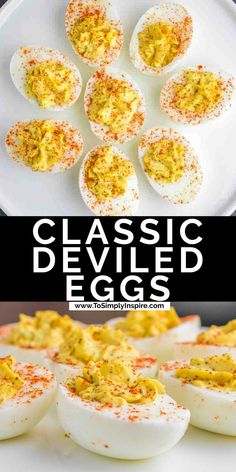 Several deviled eggs garnished with paprika arranged on a white plate. Healthy Deviled Eggs, Classic Deviled Eggs, Devilled Eggs Recipe Best, Deviled Eggs Recipe Classic, Cena Keto, Best Deviled Eggs, Deviled Eggs Easy, Deviled Eggs Classic, Easter Dinner Recipes