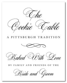 the wedding reception card is shown in black and white, with calligraphy on it