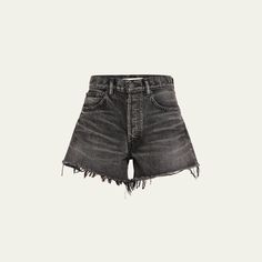 MOUSSY VINTAGE "Aristida" shorts featuring a frayed hem in faded black denim  Approx. 2.95" inseam High rise Five-pocket style Easy fit Button/zip fly; belt loops Cotton Machine wash cold, line dry Imported Washed Black Relaxed Fit Cutoff Shorts, Edgy Washed Black Shorts With Frayed Hem, Washed Black Cutoff Shorts, Washed Black Denim Cutoff Shorts, Distressed Washed Black Cutoff Jean Shorts, Edgy Washed Black Jean Shorts With Frayed Hem, Distressed Washed Black Shorts, Washed Black Short Jeans With Frayed Hem, Short Washed Black Jeans With Frayed Hem