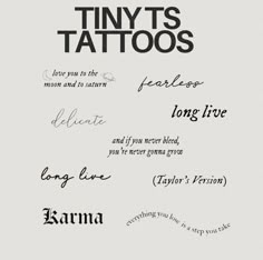 some type of font that is on top of a piece of paper with the words tiny tattoos