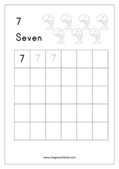 the number seven worksheet for children to learn numbers and write them in their own words