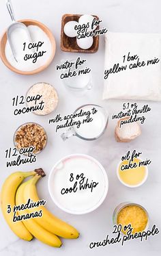 the ingredients to make banana oatmeal are shown