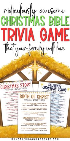 a christmas bible trivia game for kids to play with the birth of jesus and other children