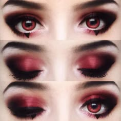 Black And Red Eyeshadow, Maquillage Goth, Vampire Bride, Punk Makeup, Red Eyeshadow