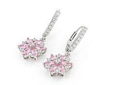 Lisa Mason for Bella Luce® pink and white diamond simulants 2.55ctw marquise and round, platinum over sterling silver flower earrings. Measures approximately 1.06" L x 0.50" W and has leverback backings. The diamond equivalent weight is 1.54ctw. Pink Diamond Earrings With Diamond Accents For Wedding, Pink Diamond Earrings With Accents For Wedding, Pink Flower Jewelry With Prong Setting, Elegant Pink Cubic Zirconia Flower Earrings, Pink Cubic Zirconia Flower-shaped Earrings, Pink Cubic Zirconia Earrings With Diamond Accents, Pink Cubic Zirconia Flower Shaped Earrings, Gift Pink Diamond Earrings With Accents, Pink Diamond Earrings With Diamond Accents As Gift