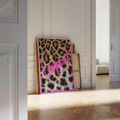 an animal print rug with the word love written on it