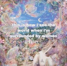 a unicorn and her baby are in the middle of a painting with words on it