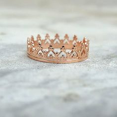 Crown Ring Crown Ring Rose Gold Tiara Ring Princess Ring Crown Elegant Wedding Rings With Round Crown, Rose Gold Crown Ring, Gold Crown Ring, Crown Rings, Rose Gold Princess, Crown Ring Princess, Royal Rings, Ring Crown, Silver Crown Ring