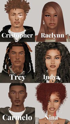 the different types of hair for males and females, with names on each one side