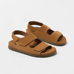 Nwt. Zara Kids Brown100% Cowhide Split Suede/Leather Sandals With Hook-And-Loop Strap Fastening At The Front And Back. Rubber Sole. Size 13,5. Ref. 4605/930. Sh12 Casual Brown Sandals With Soft Sole, Suede Slingback Sandals With Leather Footbed And Round Toe, Summer Suede Slingback Sandals With Leather Footbed, Leather Open Toe Sandals With Soft Sole, Adjustable Slingback Sandals With Round Toe, Leather Sandals With Soft Sole And Round Toe, Brown Sandals With Suede Lining For Spring, Brown Leather Footbed Sandals With Suede Lining, Everyday Slingback Sandals With Leather Footbed And Round Toe