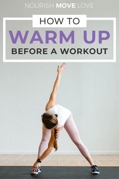 a woman in white shirt and pink leggings doing yoga on black mat with text overlay