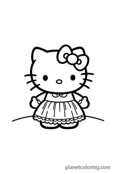 a hello kitty coloring page for kids