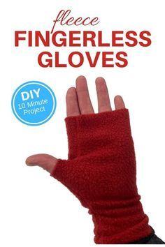 the fingerless gloves are made from flees and knitted with an extra long cuff