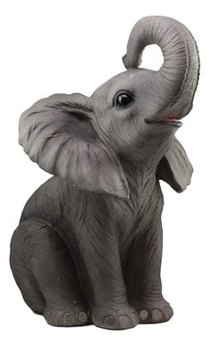 an elephant figurine is shown on a white background