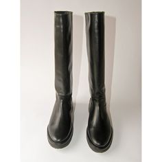 Knee high leather boot in supple black leather. Cushioned black crepe sole, leather lining, and padded leather footbed. Pulls on. Comfortable and chic. 100% leather | made in Brazil Mari Giudicelli, Tall Boot, Knee High Leather Boots, Leather Boot, Made In Brazil, Tall Boots, Leather Boots, Knee High, Apparel Accessories