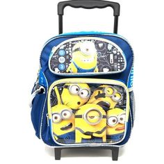 Small Rolling Backpack, Size: ~12 x 9 x 4"; Licensed Product Color: Blue.  Gender: unisex.  Age Group: adult. Blue Lightweight School Bag, Blue Student Bag, Blue Portable Backpack For Back To School, Blue Bags For Back To School, Portable Blue Backpack, Blue Rectangular Backpack For Students, Blue Bag With Adjustable Strap For Back To School, Back To School Blue Backpack With Adjustable Strap, Blue Backpack With Adjustable Strap For Back To School