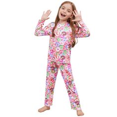 PRICES MAY VARY. Features: Girls 2 pieces set pajamas,pullover,crewneck & long sleeves,shirring hemline,vivid cat/panda/tie dye/donuts print,girls will love this patterns and looks more cute on it(Note:The accessories on the image is not included) Soft ribbed fabric:Lightweight and stretchy materials,soft and comfy feelings.The sweat-absorbing fabric takes good care of your kid's skin and keep your kids a sweet night sleep for all seasons. Cute Print:Color-fade resistant,the 2 pieces pajamas set Printed Long Sleeve Onesie For Bedtime, Playful Unicorn Print Sleepwear For Sleepover, Long Sleeve Multicolor Sleepwear With Character Print, Pink Unicorn Print Sleepwear, Girl Sleeves, Sweet Night, Playful Unicorn Print Sleepwear, Lounge Outfit, Sleepwear Robe