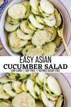 Easy Asian Cucumber Salad - The Roasted Root Easy Asian Cucumber Salad, Cucumbers Salad, Planning 2023, Lean Recipes, Veggie Salads, Salmon Bowls, Arbonne Recipes, Baby Meals, Asian Cucumber Salad