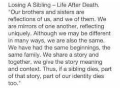 Loss Of Older Brother, Losing Your Big Brother, Losing Your Sibling, Quotes About Losing Siblings, Losing Your Younger Brother Quotes, Lost Sibling Quotes, Griefing Your Sibling Quotes, Losing Your Brother Quotes