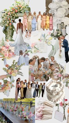 a collage of wedding pictures with bride and grooms