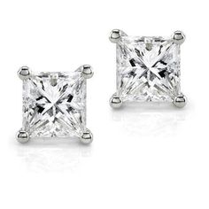 Princess Diamond Earrings, Princess Cut Diamond Earrings, Beautiful Diamond Earrings, Diamond Solitaire Earrings, White Gold Set, Precious Jewels, Princess Cut Diamond, Bridal Ring Sets, Diamond Stud Earrings