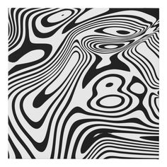 an abstract black and white painting with wavy lines