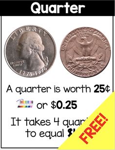 two quarters with the words quarter written on them and an image of a man's head