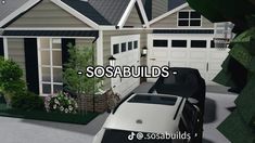 a car parked in front of a house with the words sosabulls above it