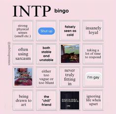 Intp Core Aesthetic, Intp Bingo, Intp Aesthetics, Intp Mbti, Mbti Intp, Bingo Sets, Mbti Type, Intp Personality Type, Intp T