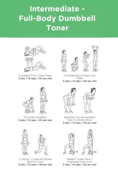 an instruction manual for the full body dumbbell tone