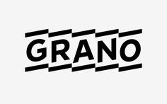 the word grano is written in black and white on a plain background with lines