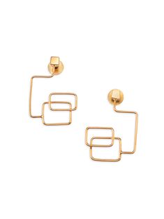 Handcrafted in bronze with a choice of 22k gold or a silver finish, the Vertex earrings are a visual study of lines made into wearable forms. Complex in construction and minimal in form, pair them with our Blueprint rings for an edgy yet understated look. This earring is custom made and will take 15 working days to produce. Modern Yellow Gold Plug Earrings, Contemporary Yellow Gold Metal Earrings, Gold Modernist Earrings, Modern Geometric Gold Earrings, Modern Gold Geometric Earrings, Modern Yellow Gold Linear Earrings, Contemporary Gold Metal Earrings, Modern Gold Plug Earrings, Modern Brass Linear Earrings For Formal Occasions