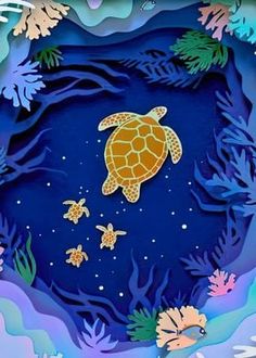 an image of a sea turtle in the ocean with fish and corals around it